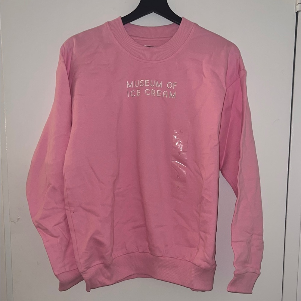 Pastel Pink Crewneck Sweater with Soft Texture and Relaxed Fit